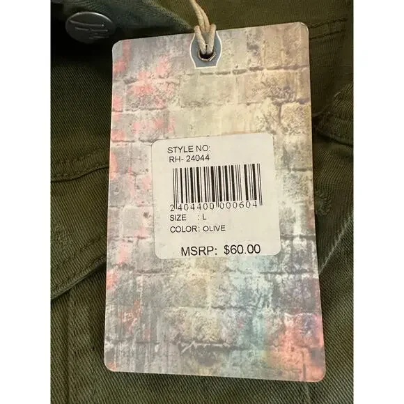 Olive Utility Denim Jacket Rugged Casual Layer Gift Ready Men’s L - Picture 8 of 8